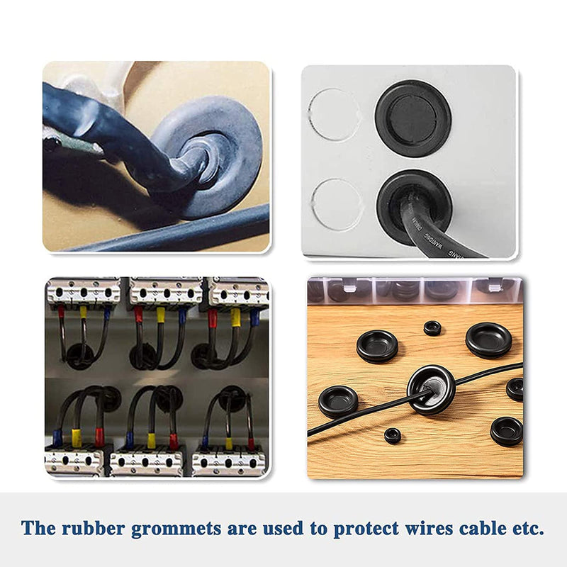 Vrupin 188 Pieces Closed Rubber Grommet Firewall Solid Closed Hole Plug Assortment Kit for Wire Electrical Appliance Plumbing 7 Sizes