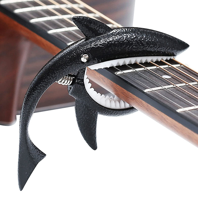Gsrhzd Gsrhzd Guitar Capo for Electric Guitar, Classical Guitar Capo, Shark Shaped Guitar Capo, Metal Capo, Cool Shape, Durable, Suitable for Guitar Enthusiasts (Black)
