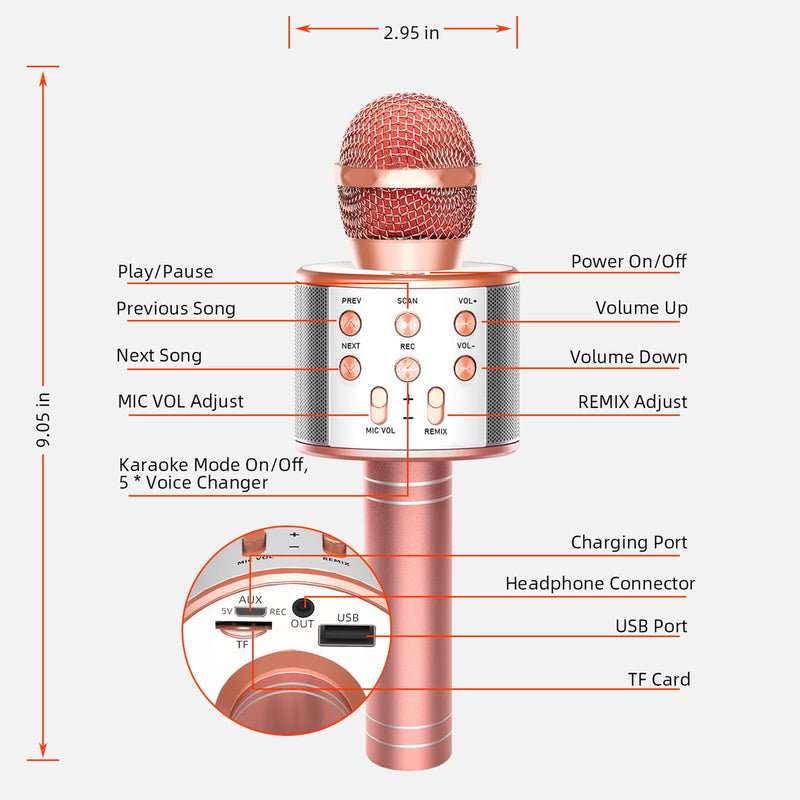 [AUSTRALIA] - Toy'n Karaoke Microphone for Kids, 3 in 1 Wireless Portable Handheld Mic Karaoke Machine for Christmas Home Birthday Party, Voice Disguiser Karaoke Microphone for Kids 