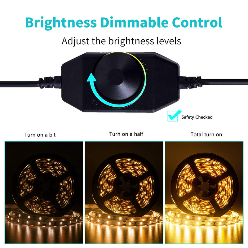 [AUSTRALIA] - JUNWEN LED Strip Light Warm White,12V Soft Dimmable LED Lights Strip,Flexible Undercabinet Tape Lighting,16.4ft Bedroom String Light with 2A UL Listed Power Supply 