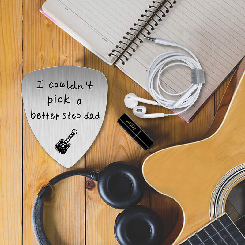 Guitar Pick, I Couldn’t Pick A Better Step Dad, Anniversary Gift for Stepdad Papa Stepfather Musician Guitar Player Birthday Father's Day Thanksgiving Day Christmas Gifts