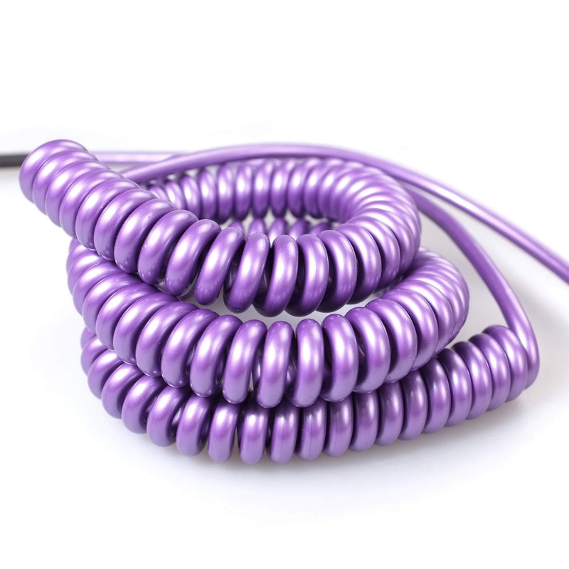 [AUSTRALIA] - M MAKA Premium Guitar Coil Cable 20 Feet, Instrument Coiled Curly Cord for Guitar Bass, 1/4 inch Right Angle to Straight, Purple 20' 