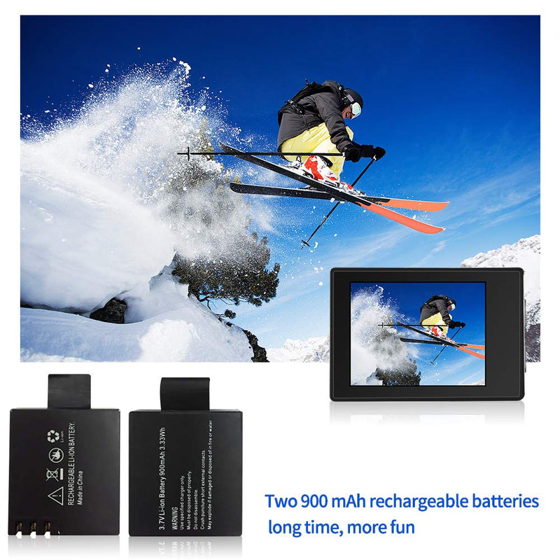 Jadfezy Action Camera FHD 1080P 12MP, 98FT/30M Underwater Waterproof Camera with 2 Batteries, Wide Angle Sports Camera with Accessories Kit Suitable for Helmet, Bicycle, etc. (FHD 1080P)