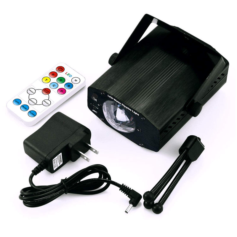 [AUSTRALIA] - Leaden Party Laser Lights, 7 Colors Led Stage Party Light Projector, Strobe Water Ripples Lighting for Parties Room Show Birthday Party Wedding Dance Lighting with Remote Control(Black) Black 