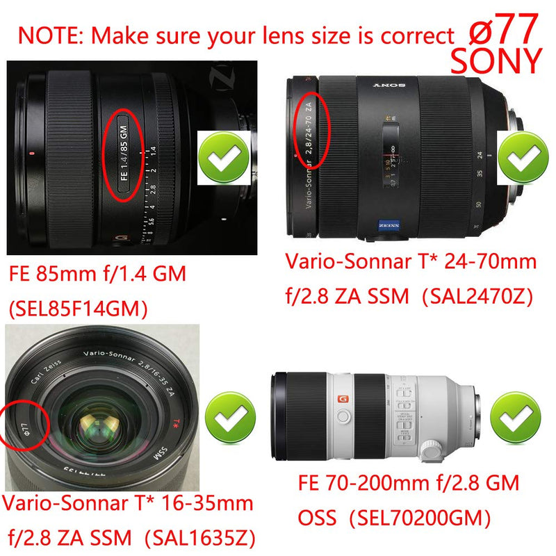 24-70mm Lens Cap (77mm) for Nikon Nikkor 24-70mm 70-200mm Lens, for Canon EOS R5 R6 RP w/RF 24-105mm (2 Packs)