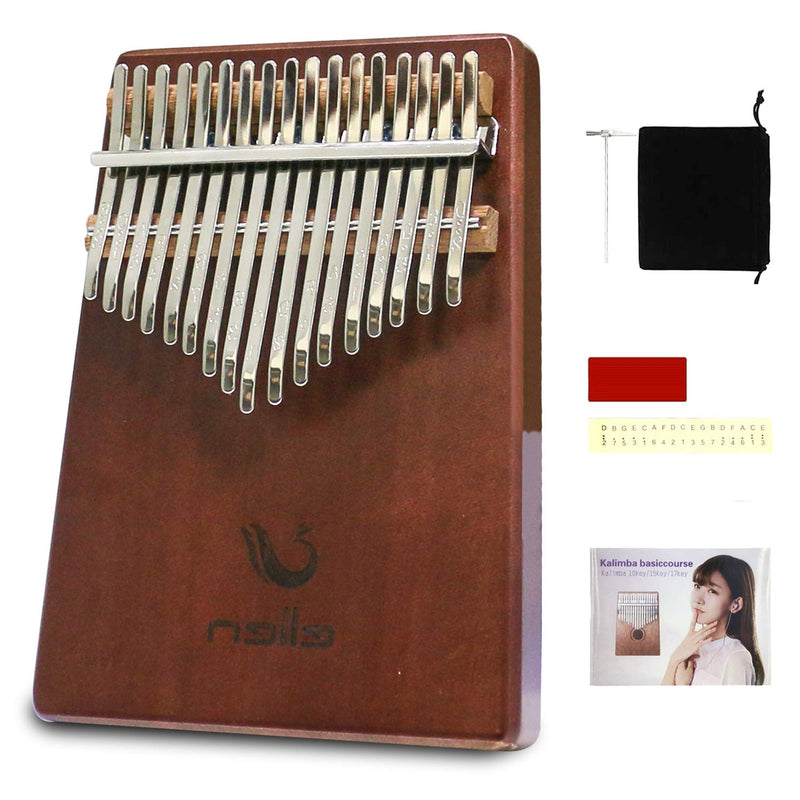 Kalimba Thumb Piano 17 Keys Kalimba Set Thumb Piano Clear Sound Kalimba Thumb Piano Solid Wood Kalimba Accessories with Tuning Hammer Gift for Kids Friends and Families (Note style, Coffee) Note style