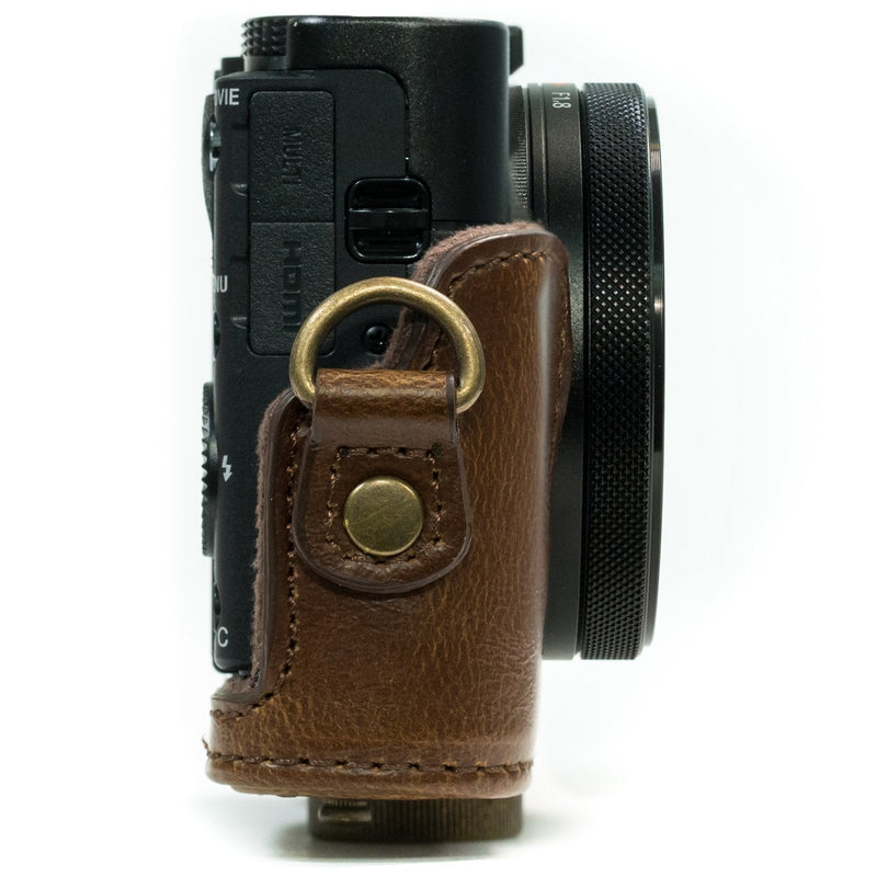 MegaGear Ever Ready Leather Camera Case Compatible with Sony Cyber-Shot DSC-RX100 VI, DSC-RX100 V, DSC-RX100 IV, DSC-RX100 III Dark Brown