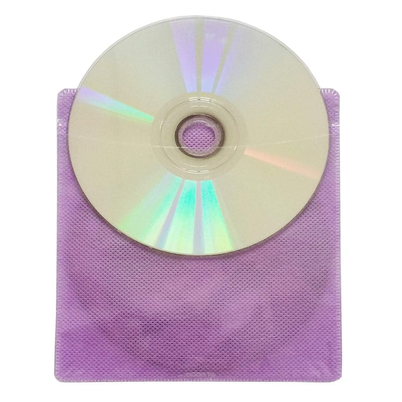 100 Pack Premium CD DVD Sleeves,Thick Non-Woven Material Double-Sided Refill Plastic Sleeve for CD and DVD Storage Binders Disc Case (Purple) Purple