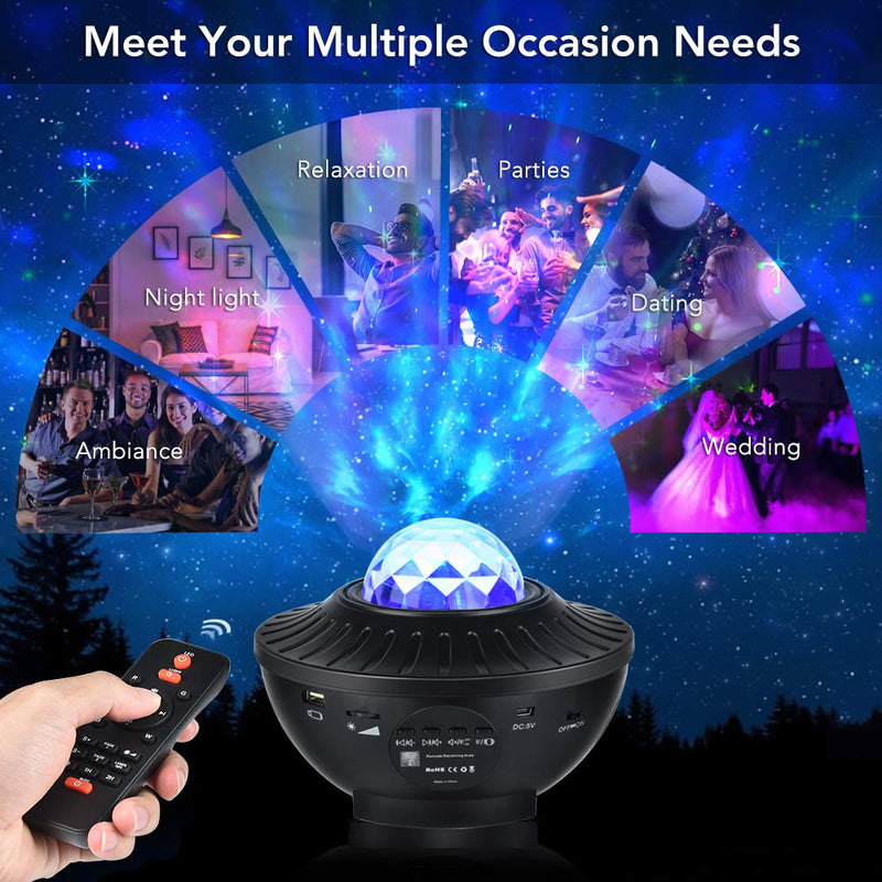 [AUSTRALIA] - Star Projector Galaxy Night Light for Kids, Ocean Wave Starry Projector with Bluetooth Music Speaker, LED Nebula Cloud for for Baby Kids Bedroom, Night Light Ambiance for Party Birthday Wedding 