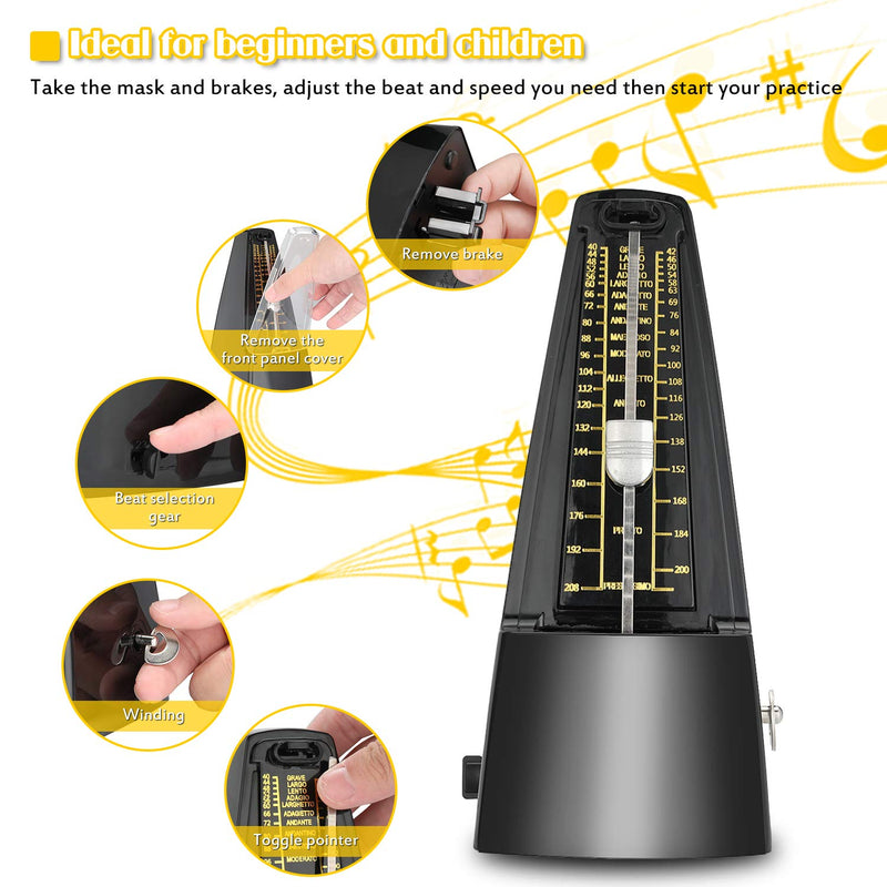 Avenda Mechanical Metronome for Guitar Bass Piano Violin Drum, Universal Classic Metronome for Instrument, Gift for Children Practicing Music Home