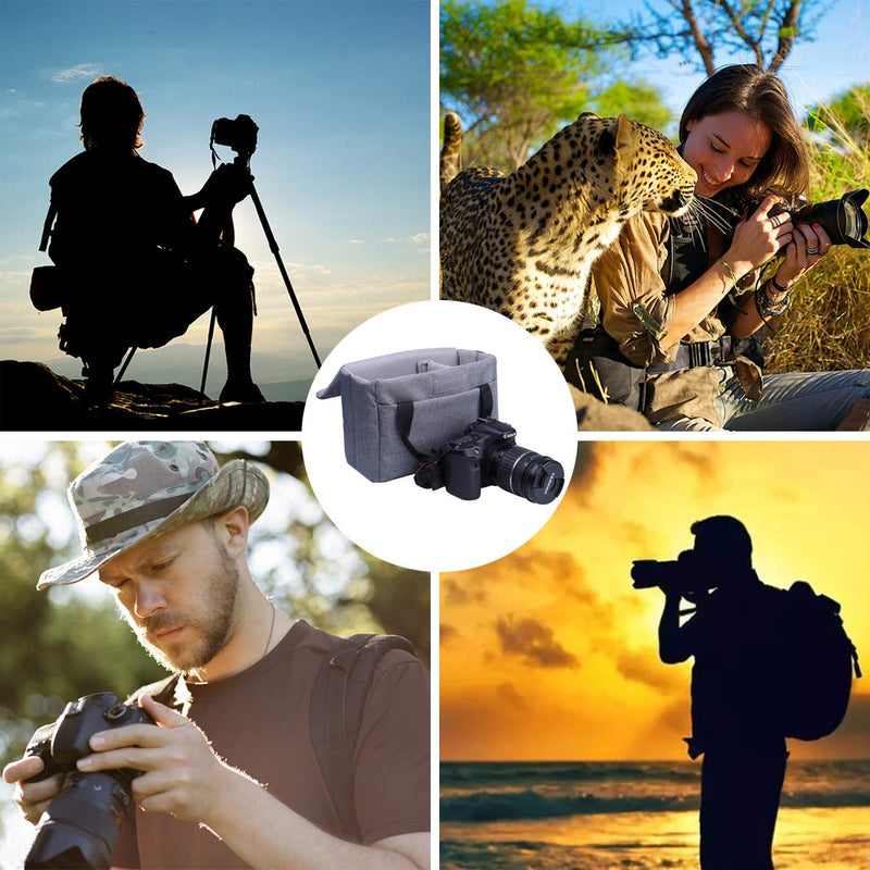 BOMKEE Camera Inserts Protective Bag Padded Insert Camer Cube Water Resistant DSLR SLR Case Foldable Liner for Sony,Canon,Nikon,Olympus Camera Lens Accessories Grey