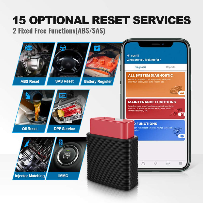 THINKCAR OBD2 Scanner Bluetooth, Full System Full OBD2 Functions Code Readers & Scan Tools with 15 Reset Services, for iOS&Android