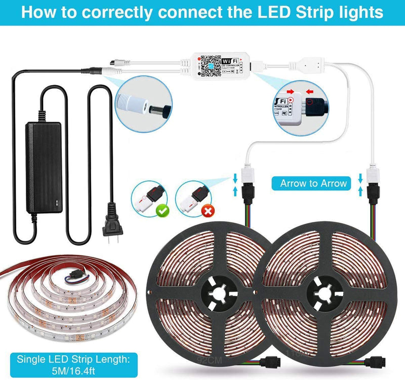 [AUSTRALIA] - 32.8ft/10M LED Strip Lights, GOADROM Smart RGB LEDs Light Rope Lights Music Sync DIY Colors Changing Timing with Remote + APP Bluetooth Controller for Bedroom Home TV Party Christmas 