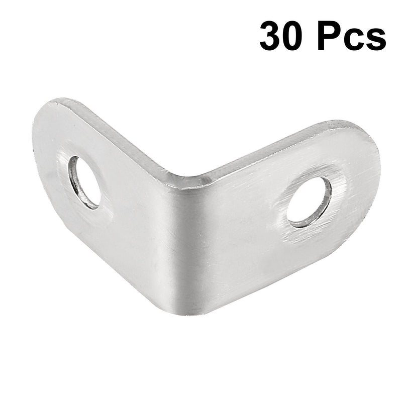 [AUSTRALIA] - uxcell Stainless Steel Shelves Corner Brace 25mmx25mmx16mm, Joint L Shape Right Angle Corner Fastener Joints Support Bracket, Pack of 30 