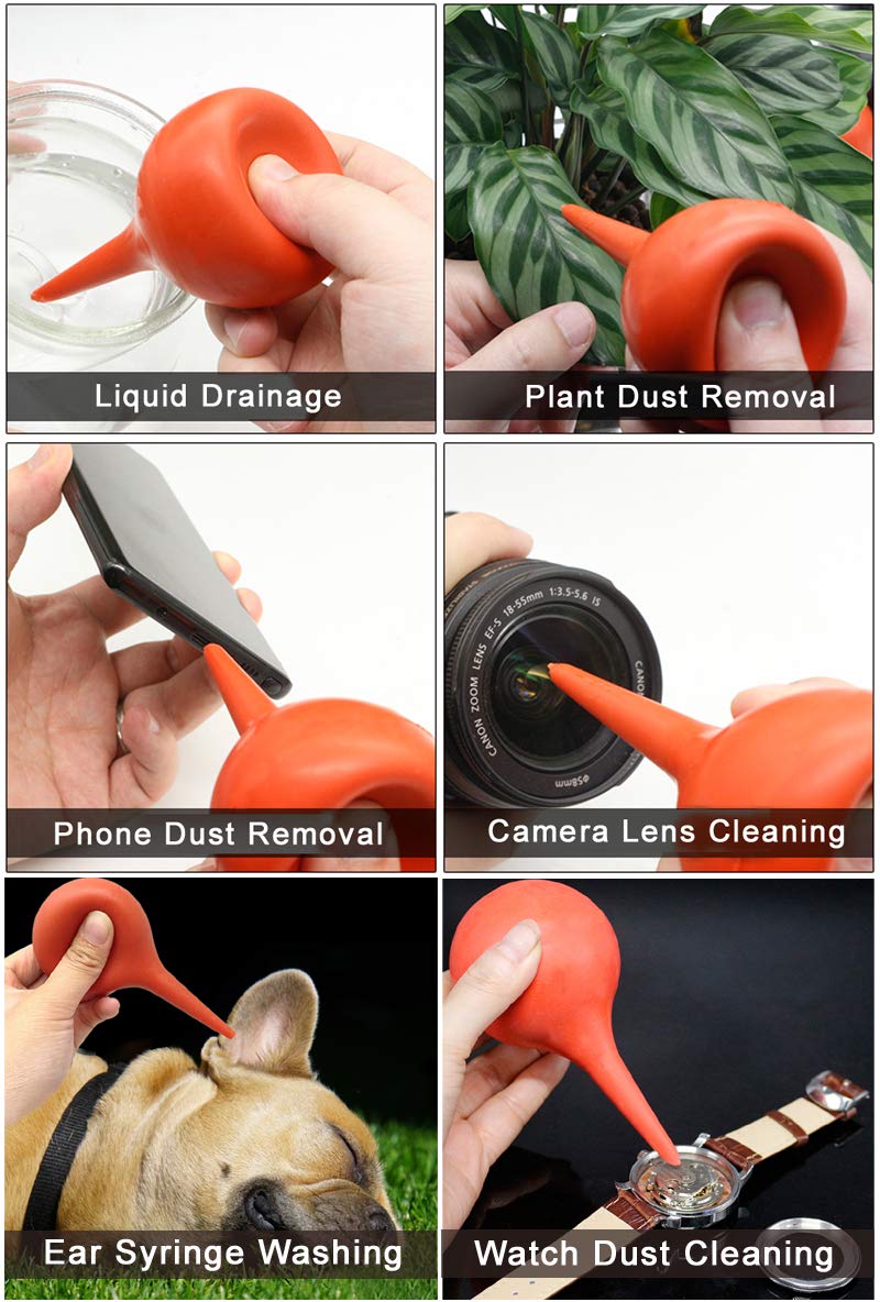 3pcs Mini Rubber Air Blower Pump Dust Cleaning Tool, Ball Pump Hand Pump Dust Cleaner for Camera Lens, Keyboard, Computer Laptop Lens, Cell Phone, Ear Syringe Washing Squeeze Bulb Laboratory Tool