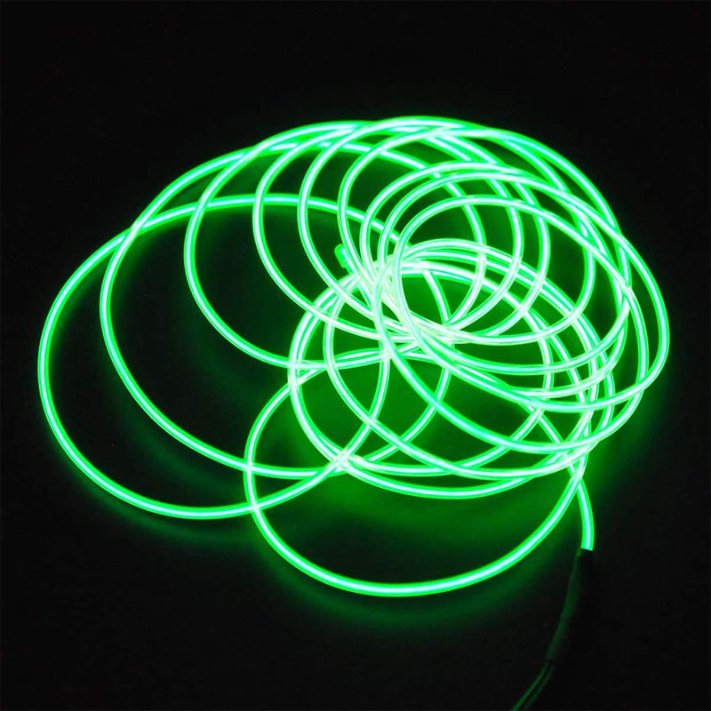 EL Wire Lights Fluorescent Green Flexible LED Neon Light Glow EL Wire Rope Tape String Lights with Battery Pack Controller for Halloween Party Holiday Festival DIY Cosplay Decor (Fluorescent Green)