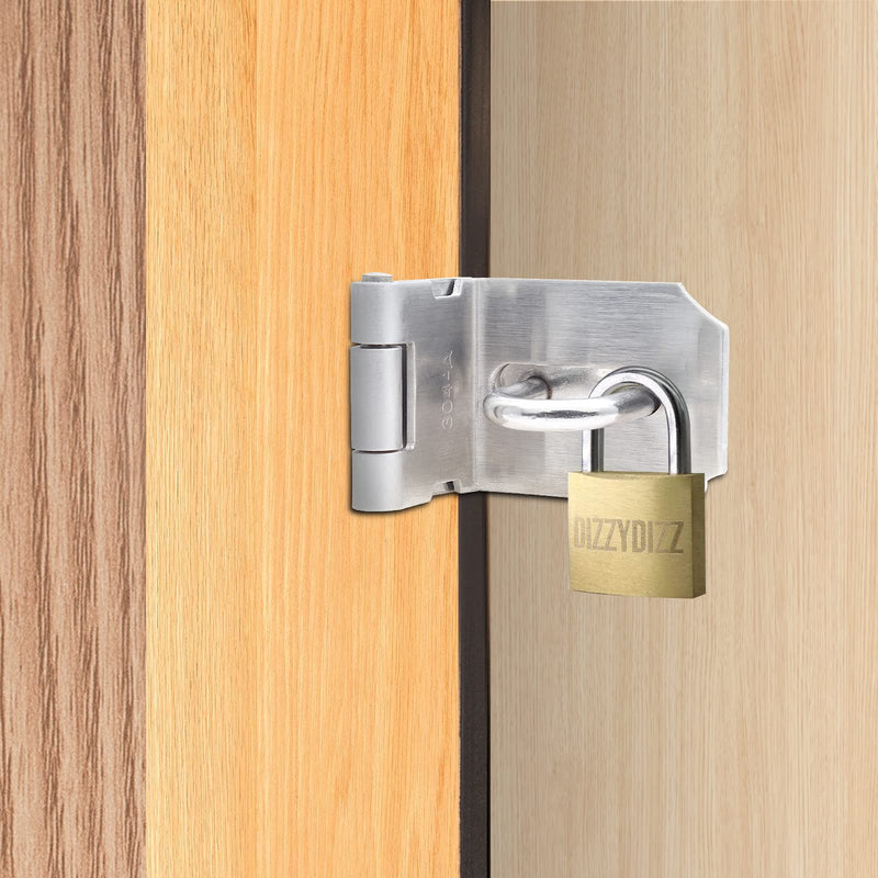 Piutouyar 2Pcs Door Hasp Latch Lock 90 Degree Hasp Right Angle Padlock Latch Safety Hasp Latch Heavy Duty Stainless Steel Door Clasp Hasp Lock Latch with Screws for Shed, Barn, Cabinet(3inch, Silver) 90 Degree, 3inch