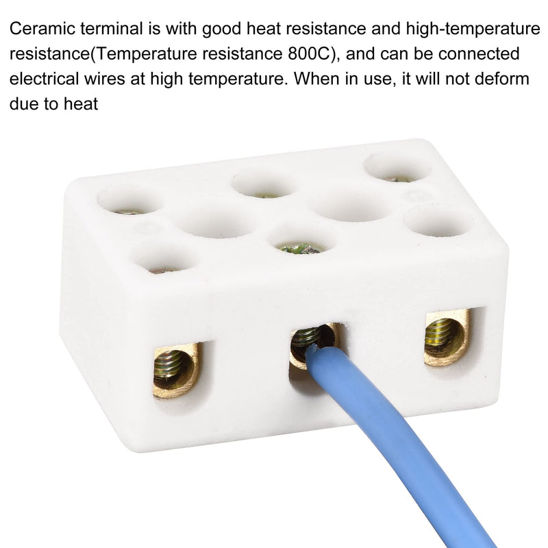MECCANIXITY Porcelain Ceramic Terminal Block 20pcs 3 Way 8 Hole 3mm High Temperature 3W8H 31x20x14mm for Wire Connector