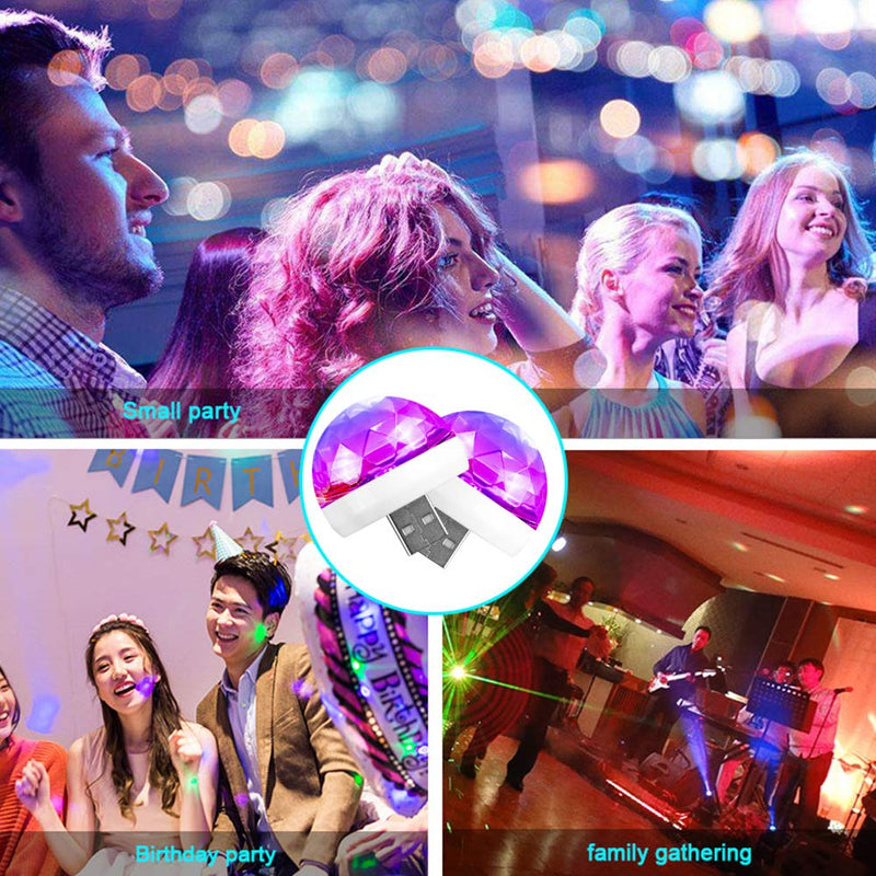 USB Mini Disco Light,LED Car Atmosphere Light,Sound Activated Magic Strobe RGB Stage Light for Home Room Dance Parties Birthday Wedding and Christmas