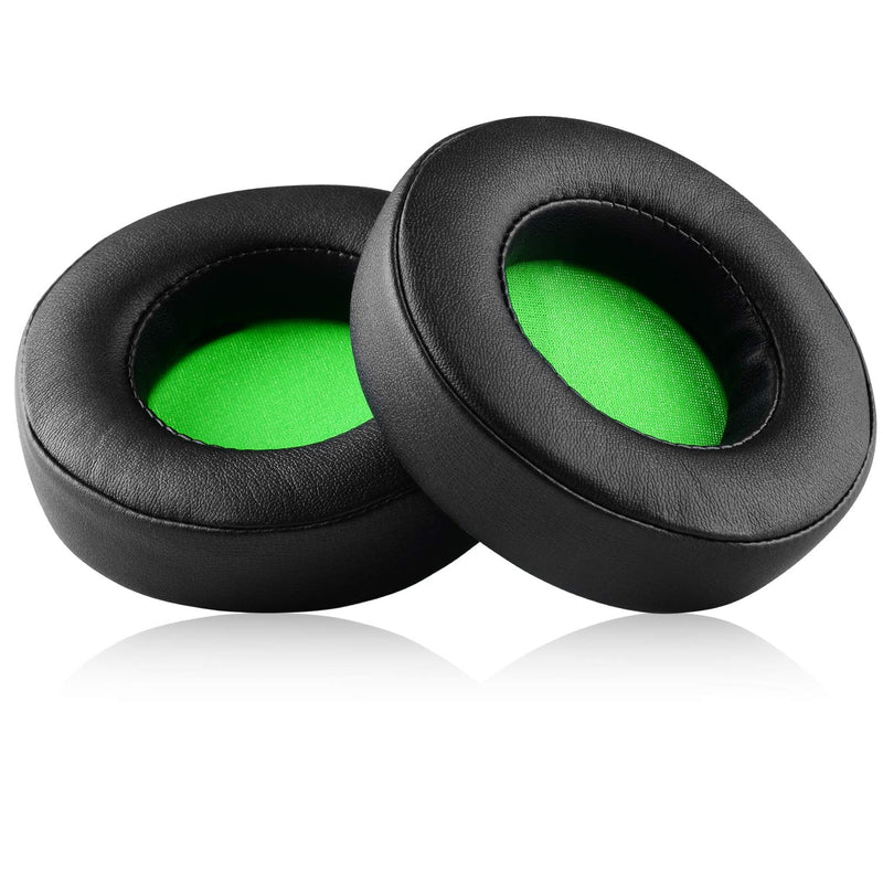 [AUSTRALIA] - Jecobb Kraken V2 Earpads, Replacement Ear Cushion Cover with Protein Leather & Memory Foam for Razer Kraken V2 Headphone ONLY – Round (Black&Green) Black&Green 