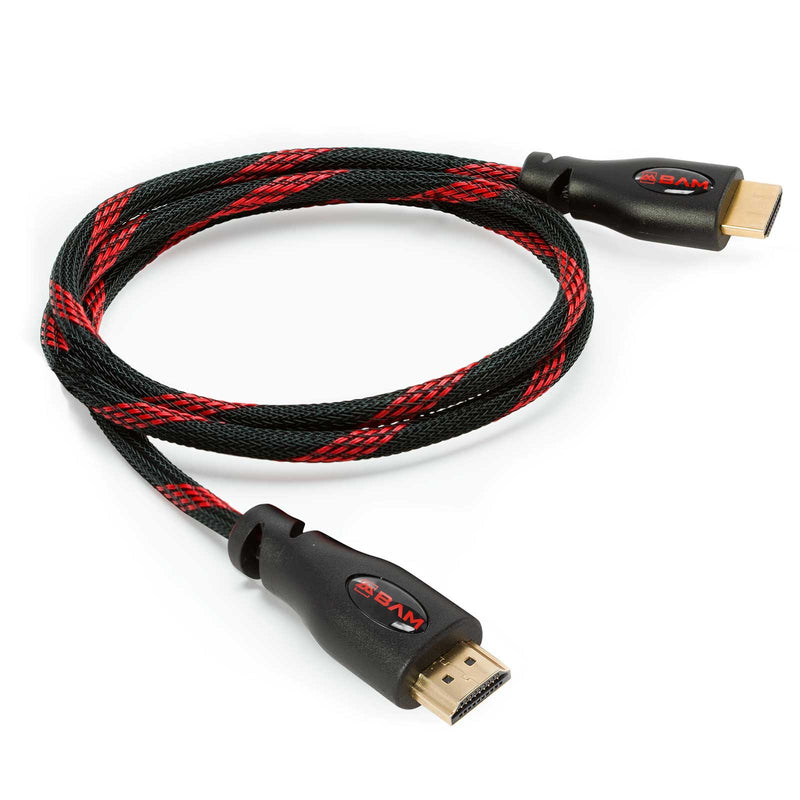 BAM 3 Pack High Speed 4K HDMI Cables - 3' Long 3 Feet