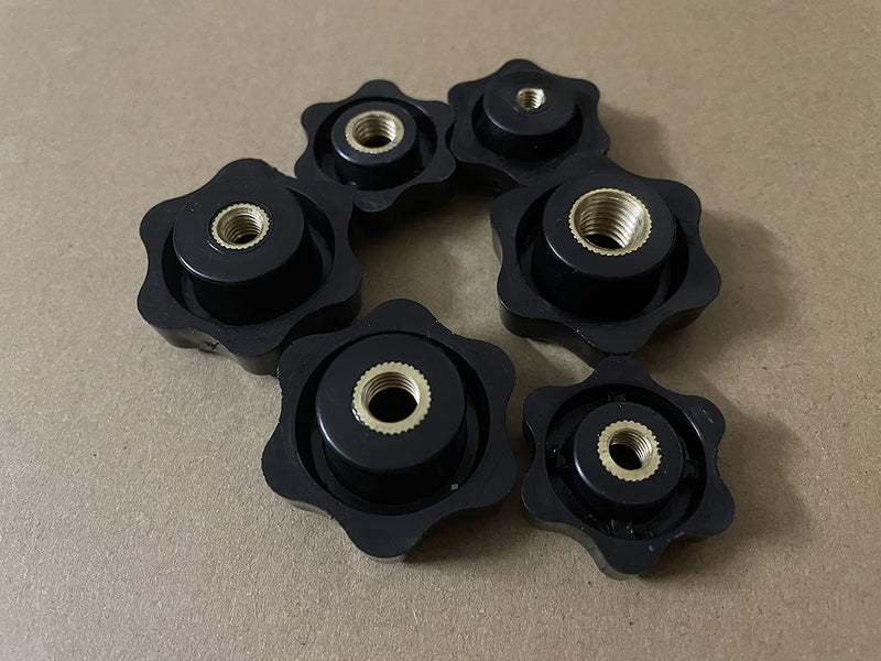 Oneyijun 10 Pcs M8 Head Diameter 32mm Black Plastic Star Shape Head Female Thread Clamping Knob Shape Hand Knobs Nuts Grip Through Hole Nut Handle Machine Tool M8x32mm(10Pcs)
