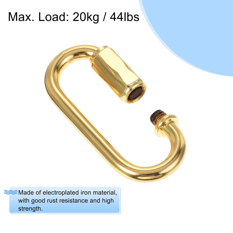 MECCANIXITY Chain Connectors, 4mm Thick Quick Link Screw Lock Oval Clips for Chandelier Pendant Lights, Gold, Pack of 10