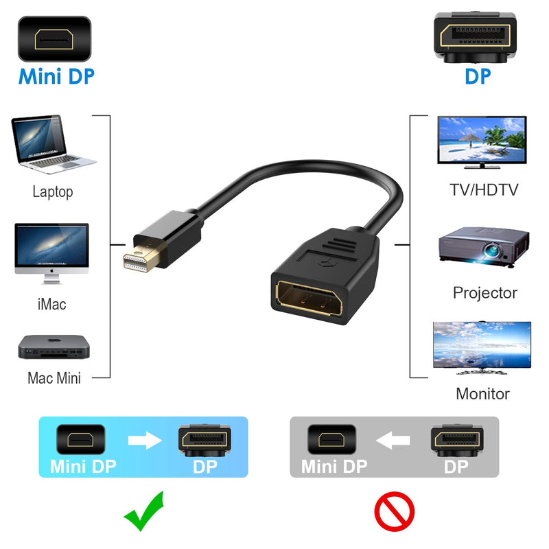 Rankie Mini DisplayPort to DisplayPort Adapter, 4K Resolution Converter, Black