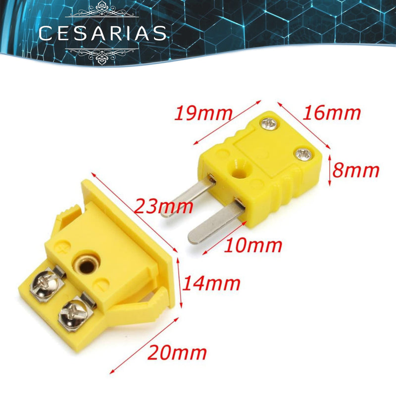 CESARIAS K-Type Panel Mount Thermocouple Mini Plug Connector, Male and Female, Yellow… Pack of 1