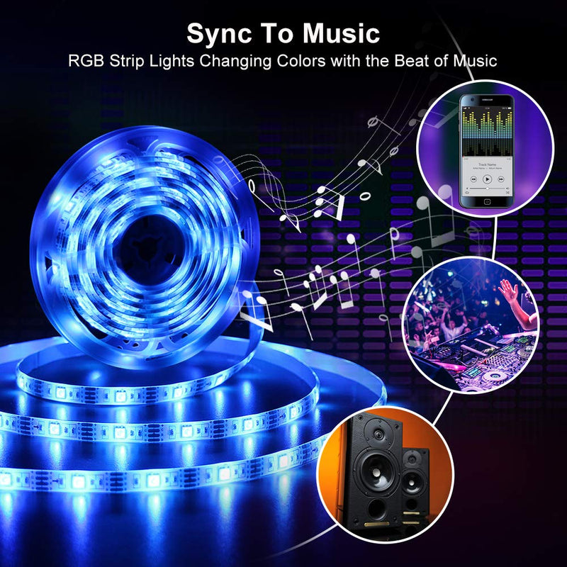 LED Strips Lights, Hually 3M /9.8ft TV Backlight USB Powered, 5050 RGB Led Light Strip with 4 Dynamic & Sync with Music Lighting Mode for 40 to 60 Inch HDTV, PC Monitor, Home, Kitchen Christmas Party