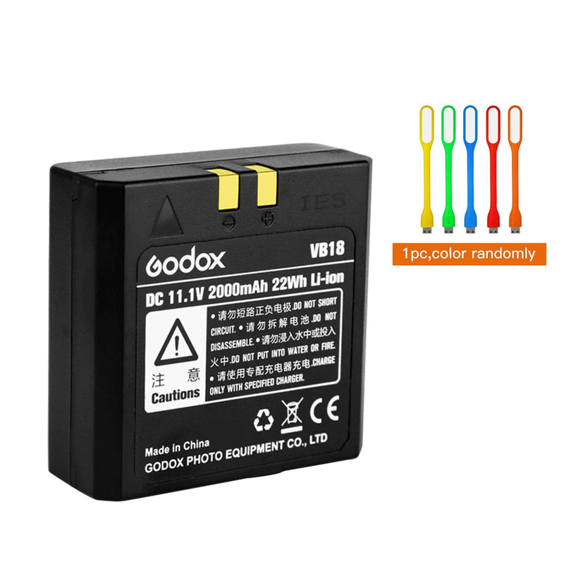Godox VB18 Rechargeable Li-ion Battery for Godox V850,V850II,V860, V860II-N, V860II-C, V860II-S, V860II-F, V860II-O,Neewer TT850, TT860 Speedlite Flash with CONXTRUE USB LED