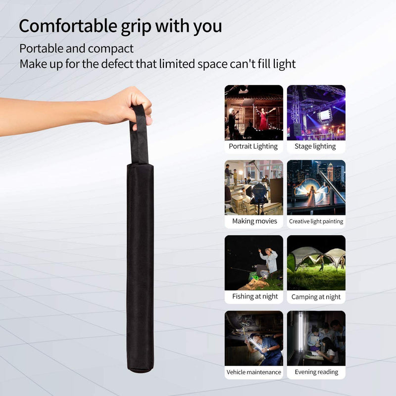 Portable LED Photography Light Wand Handheld LED Video Light 1000 Lumens CRI 95+ USB Rechargeable with Remote Control, Carry Bag, Adjustable Color Temperature 3000K-6000K and 8 Colors