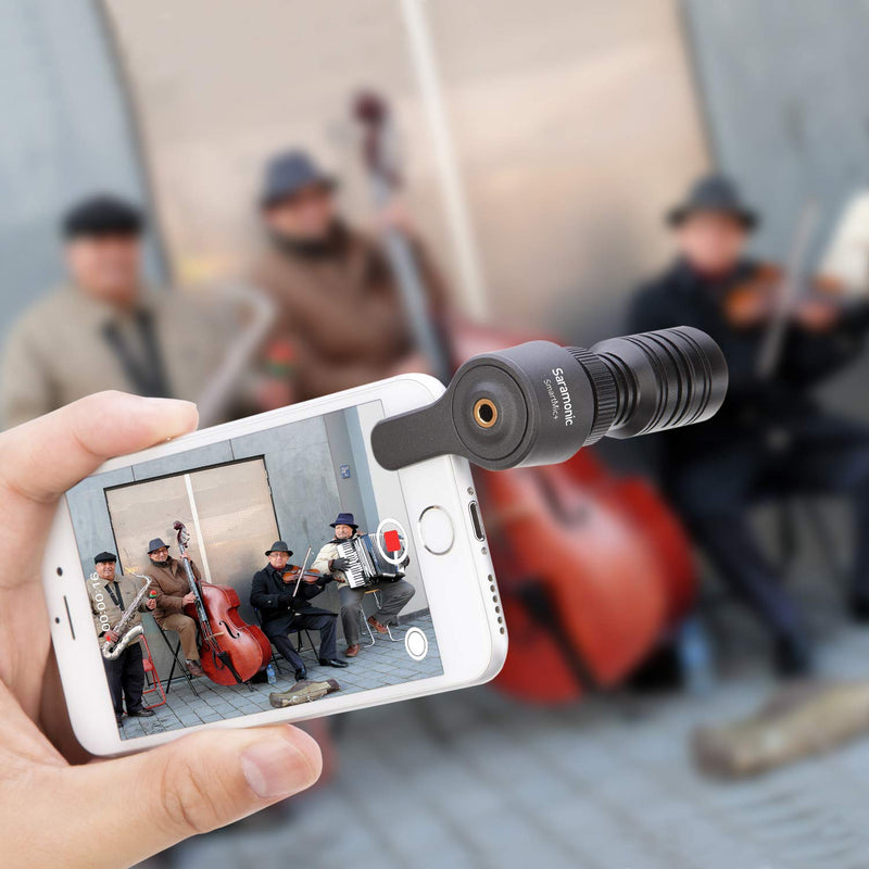 TRRS Plug and Play Directional Microphone, Saramonic Video Shotgun Mic with Monitor Compatible with iPhone12 11 X Android Smartphones,for YouTube,Interview,Video Recording,Vlogging