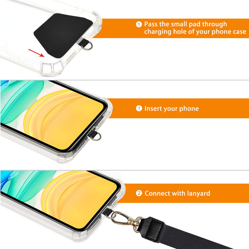 Phone Lanyard, COCASES Wrist Lanyard and Neck Lanyard for Keys ID Badge Set Phone Tether for iPhone, Galaxy & Most Smartphones Black