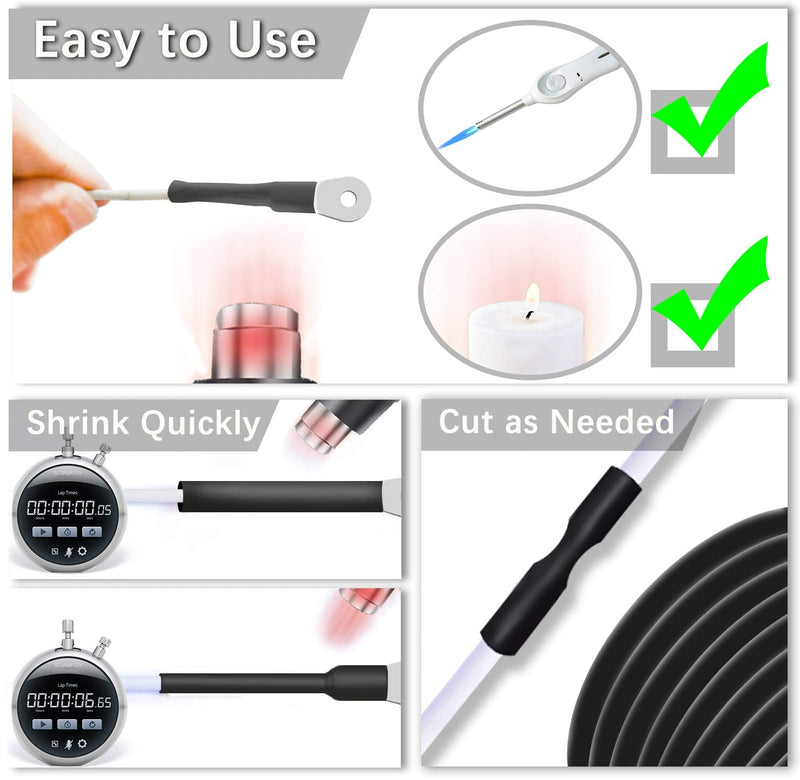 Pointool 1 Inch Waterproof Heat Shrink Tubing, Marine Heat Shrink Tube with Adhesive Lined, 10 Feet Wire Shrink Wrap Electrical Heat Shrink Wrap Tubing Assortment for Wires, Black Size-7 ( 1" ) Black-10Ft