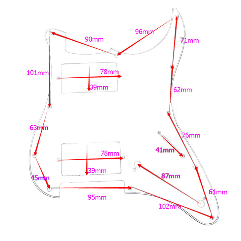 BQLZR 3Ply White Loaded Pickguard HH For Humbuckers Guitar