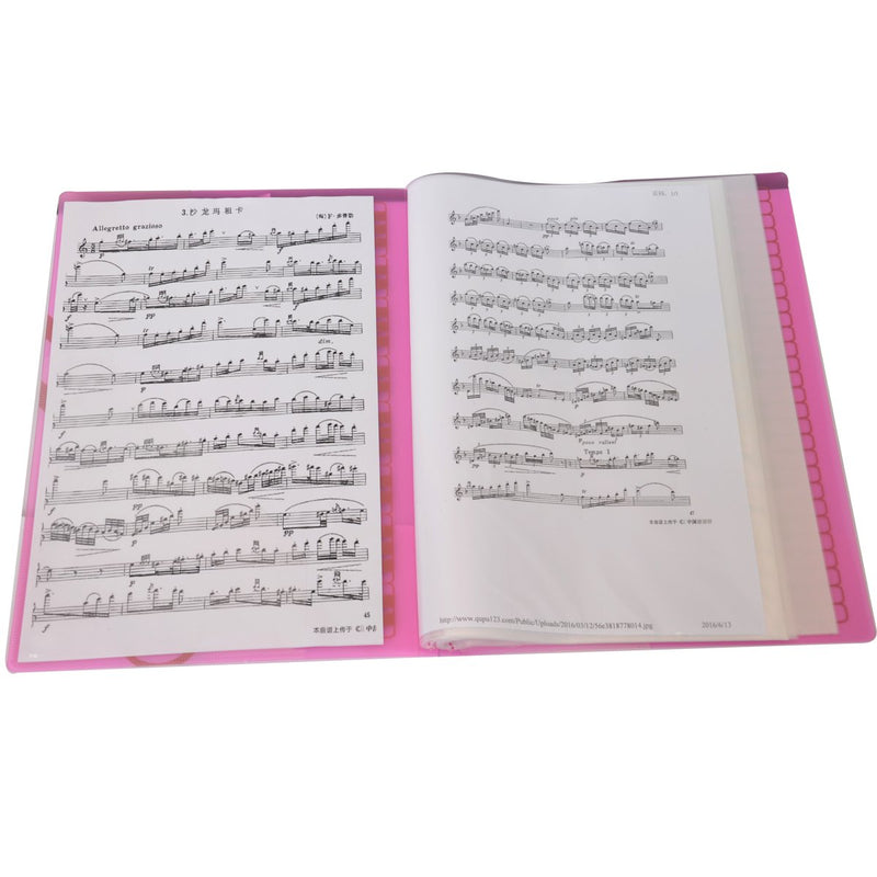 Music Themed Folder Music folder storage Holder,A4 Size Folder,40 Pockets,Treble Clef Folder (Pink)