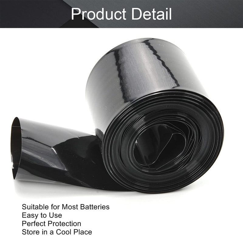 Yinpecly Black PVC Heat Shrink Tubing Flat Width 60mm, Length 7.5m for Big Battery Pack Power 1pcs