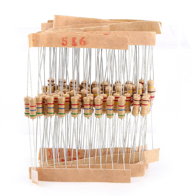 Resistor Kit, 1/2 Watt Resistors Kit, Resistors Assortment kit, 1000pcs 100 Values Carbon Film Resistor Assortment Kit 1-10M ohm