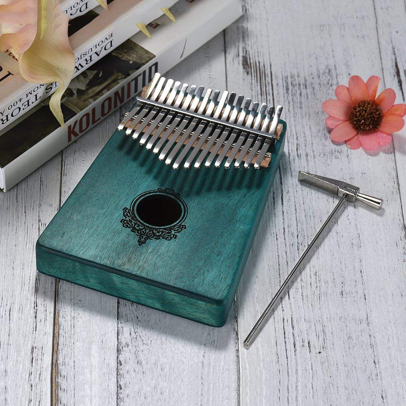TREELF 17-key Kalimba Portable Thumb Piano Wood Body Musical Instrument Great gifts for Kalimba lovers kids and beginners (blue) blue