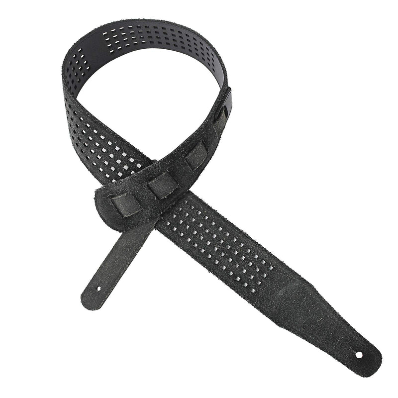 Walker & Williams ST-08 Black Waffle Cut Brazilian Leather Guitar Strap