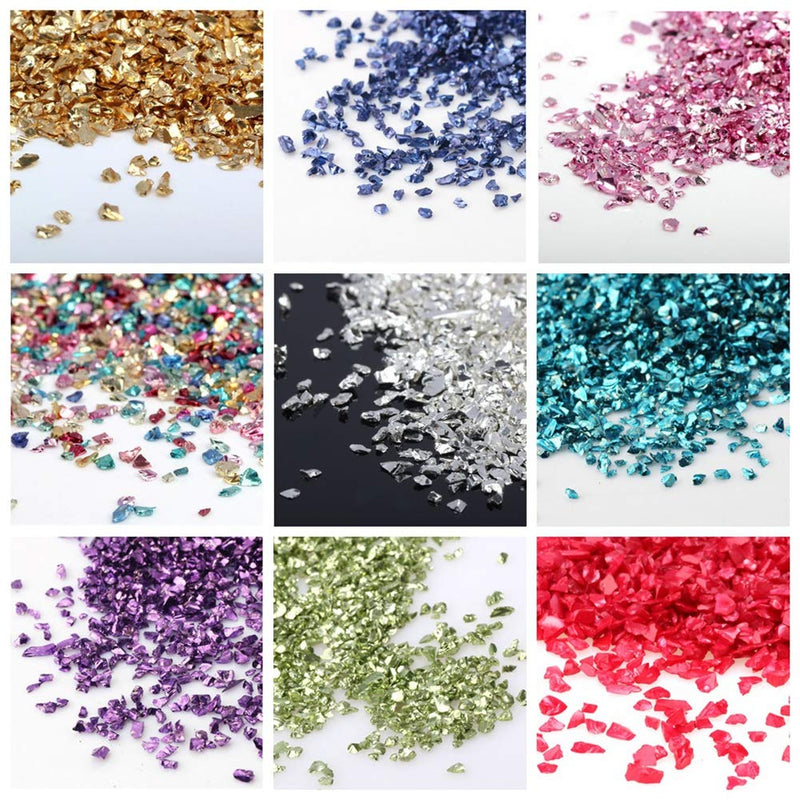 Crushed Glass Irregular Metallic Mini Chips Sprinkles Chunky Glitter Gold 100g 0.5-2.5mm for Nail Arts Craft DIY Vase Filler Epoxy Resin Mold Jewelry Making Decoration (Gold, 0.5-2.5mm)