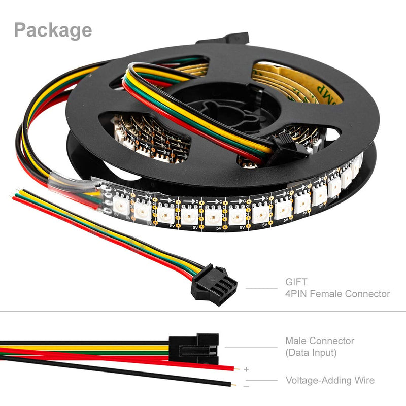 [AUSTRALIA] - BTF-LIGHTING SK9822(Similar to APA102C) Individually Addressable 3.3ft 1m 144 Pixels/LEDs Non-Waterproof Black PCB Data and Clock Separately DC5V Full Color 1m 144LEDs/m 