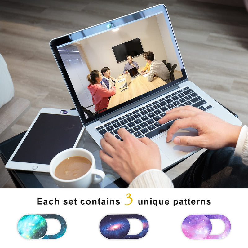 Webcam Cover Slide,Laptop Camera Cover Slide Ultra Thin Fits MacBook Air Pro iPhone iPad,Mac Camera Blocker for Laptop Protect Your Privacy and Security (Starry Sky 3pcs) Starry Sky 3pcs