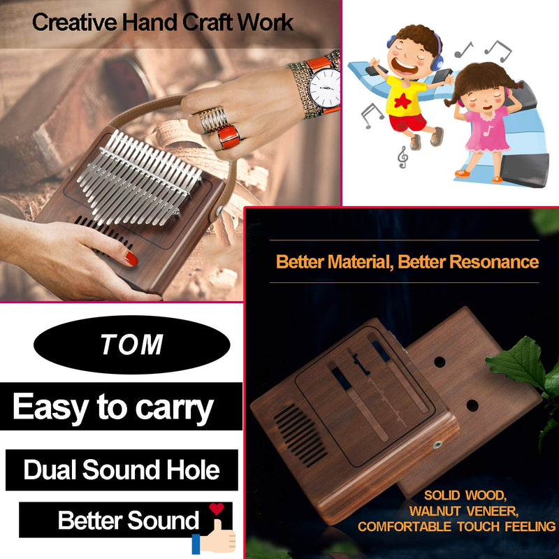 TOM Kalimba, 17 Key Thumb Piano with EVA High-performance Protective Case, Tune Hammer And Study Instruction 17 Finger Tone Mbira for Kids Adult Beginners Professionals