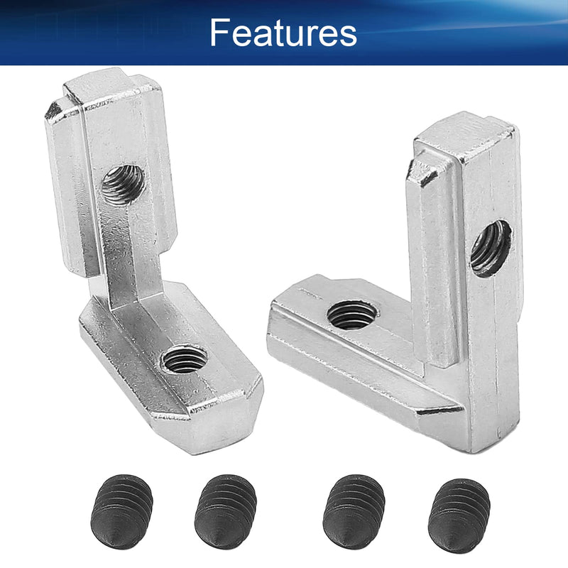 [AUSTRALIA] - Yinpecly T Slot L-Shape Corner Bracket 3030 Series 90 Degree Zinc Alloy Interior Joint Bracket Suitable for 8mm Slot Aluminum Extrusion Profile with Screws Silver Tone 10pcs 