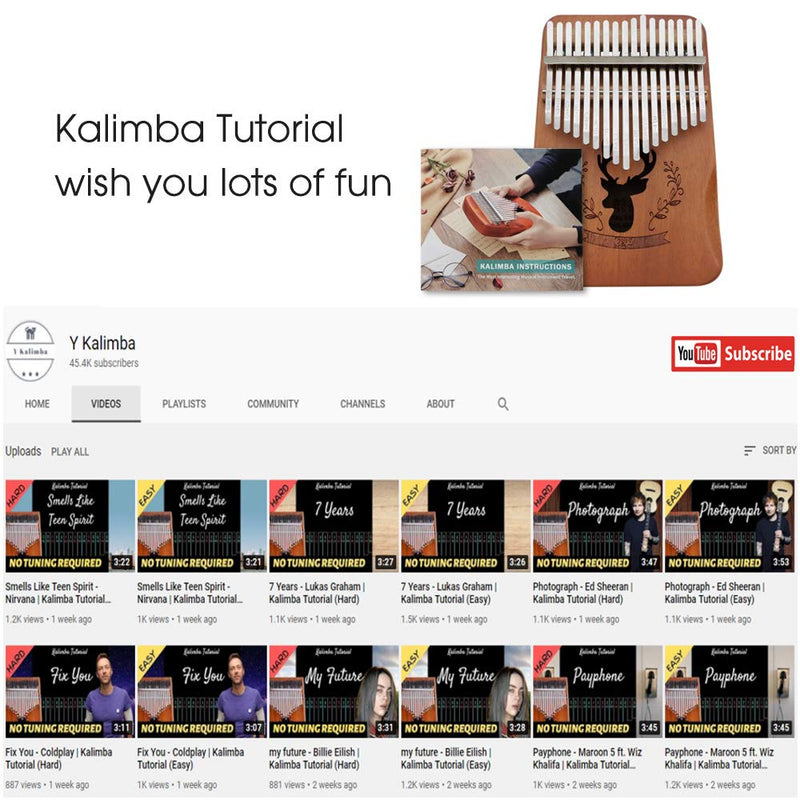 Reindeer Pattern Kalimba - 17 Keys kalimba Thumb Piano, High Performance Professional Musical Instrument Mbira Finger Piano with Tuning Hammer,Gifts for Kids and Adult Beginners (Brown)