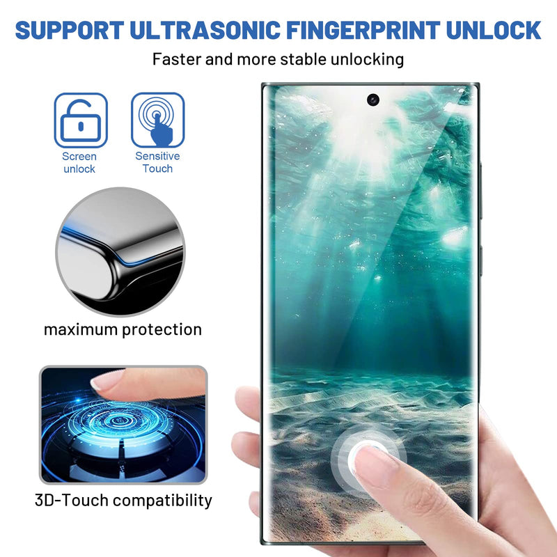 Samcorn [2+2 Pack] Screen Protector Samsung Galaxy Note 20Ultra/Note20 Ultra 5G,9H Tempered Glass,Ultrasonic Fingerprint Compatible,3D Curved,HD Clear,Bubble-Free Galaxy Note 20Ultra Glass Protector Samsung Note20 Ultra
