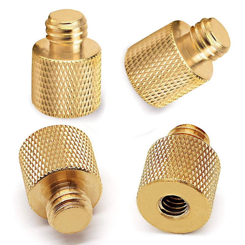 Standard 1/4"-20 Female to 3/8" -16 Male Tripod Thread Reducer Screw Adapter (Brass) Precision Made, Accessories for Microphone Holder Screw to Camera Tripod Screw Adapter Conversion Connector(4 Pack) 3/8 male to 1/4 female