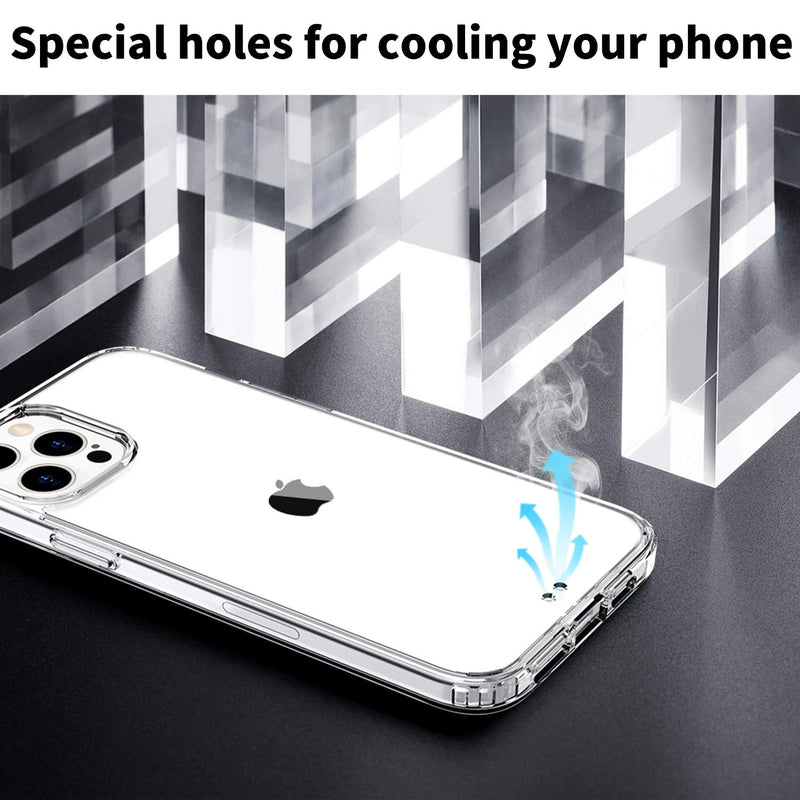EasyAcc Clear Case for iPhone 12 Pro Max with Screen Protector, Slim Transparent Phone Cases Shockproof Protective Hard PC Back with Soft TPU Bumper Cover for iPhone 12 Pro Max 2020 6.7 inch